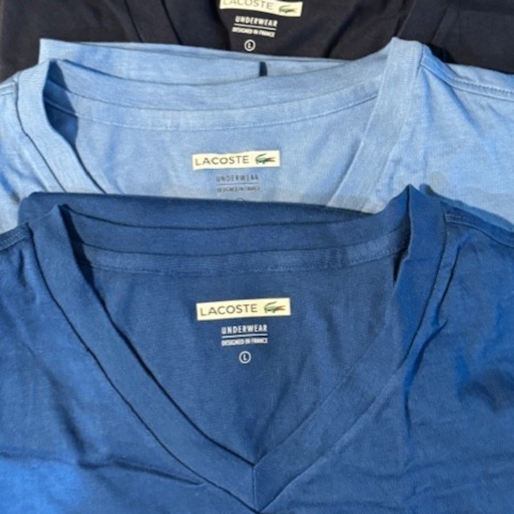 LACOSTE T-shirt 3 pack NWOT Blue undershirts Large - Picture 11 of 15